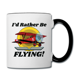 I'd Rather Be Flying - Biplane - Contrast Coffee Mug - white/black