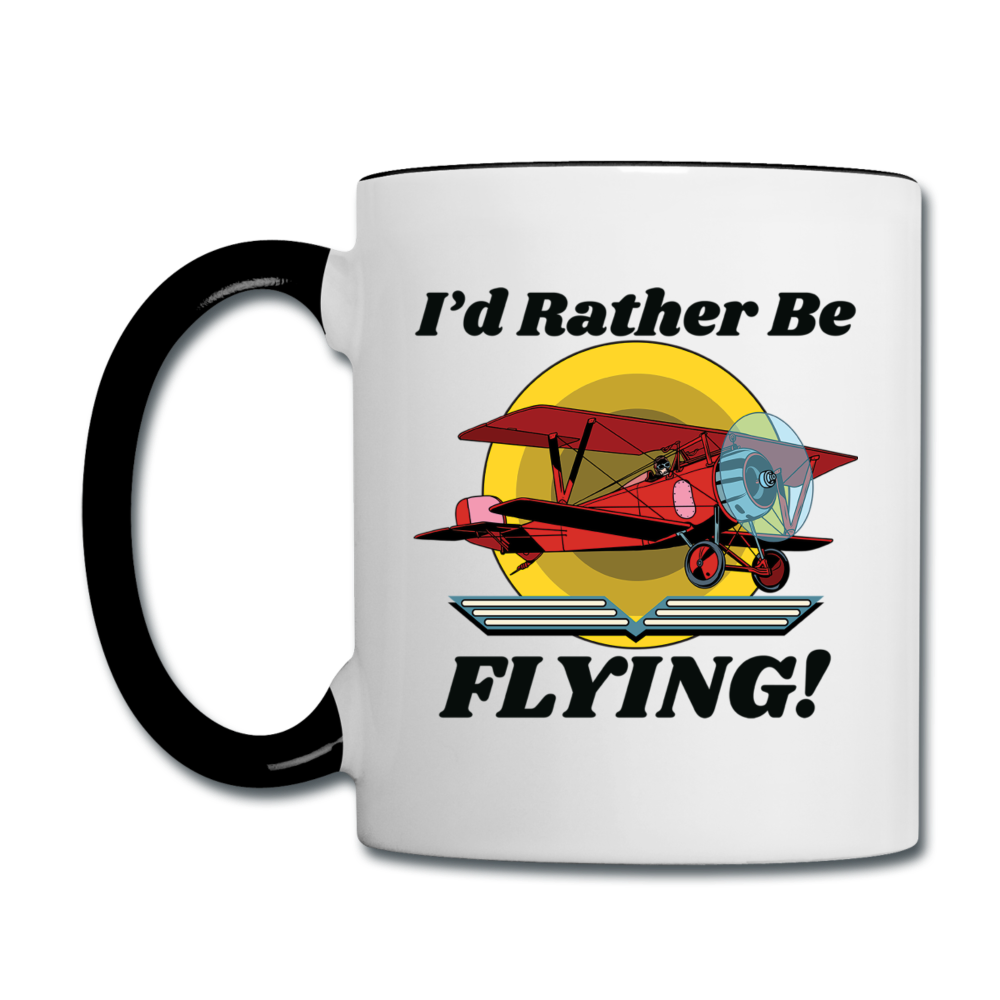 I'd Rather Be Flying - Biplane - Contrast Coffee Mug - white/black