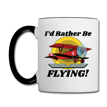 I'd Rather Be Flying - Biplane - Contrast Coffee Mug - white/black