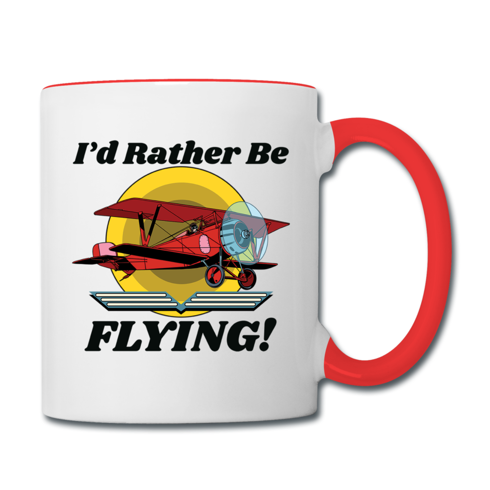 I'd Rather Be Flying - Biplane - Contrast Coffee Mug - white/red