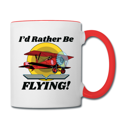 I'd Rather Be Flying - Biplane - Contrast Coffee Mug - white/red