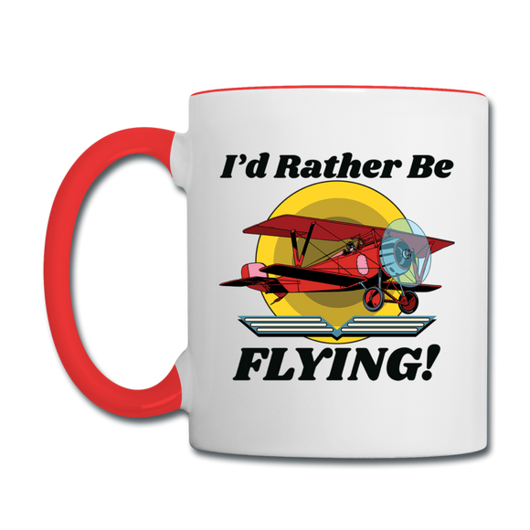 I'd Rather Be Flying - Biplane - Contrast Coffee Mug - white/red