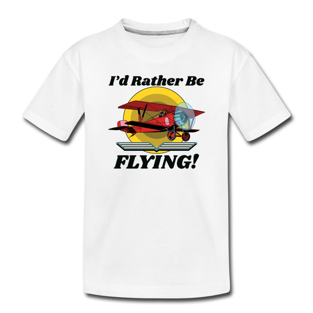 I'd Rather Be Flying - Biplane - Toddler Premium T-Shirt - white