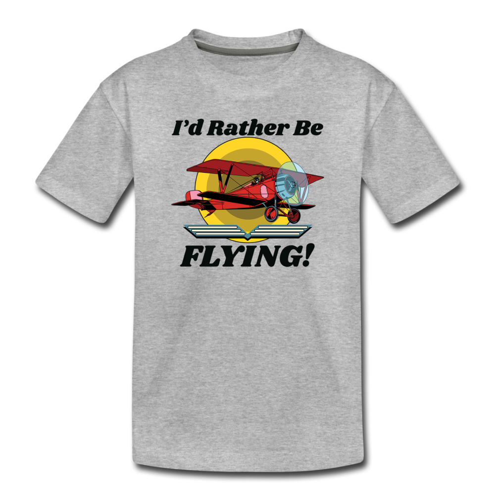 I'd Rather Be Flying - Biplane - Toddler Premium T-Shirt - heather gray