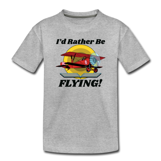 I'd Rather Be Flying - Biplane - Toddler Premium T-Shirt - heather gray