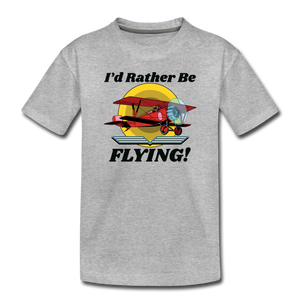 I'd Rather Be Flying - Biplane - Toddler Premium T-Shirt - heather gray