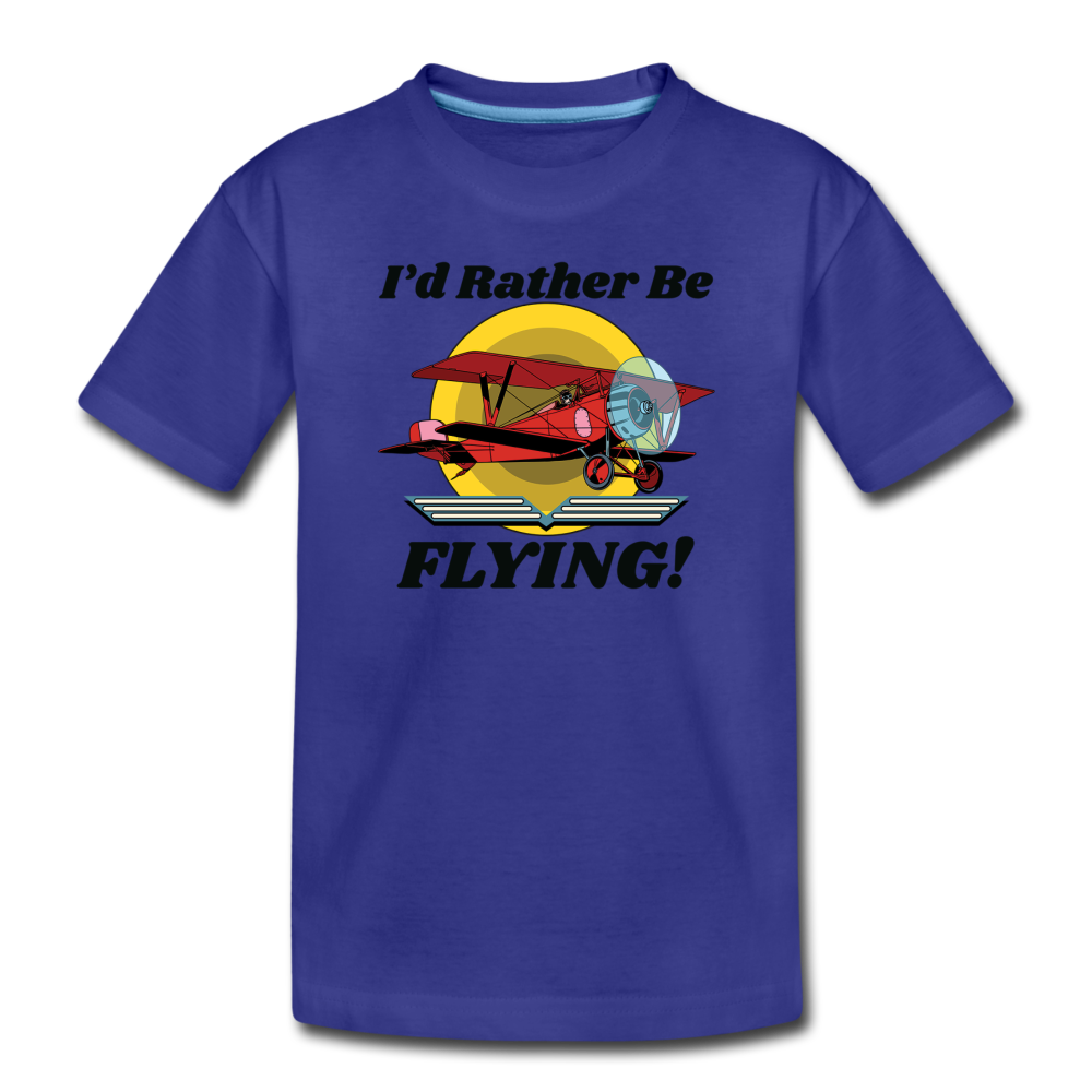 I'd Rather Be Flying - Biplane - Toddler Premium T-Shirt - royal blue