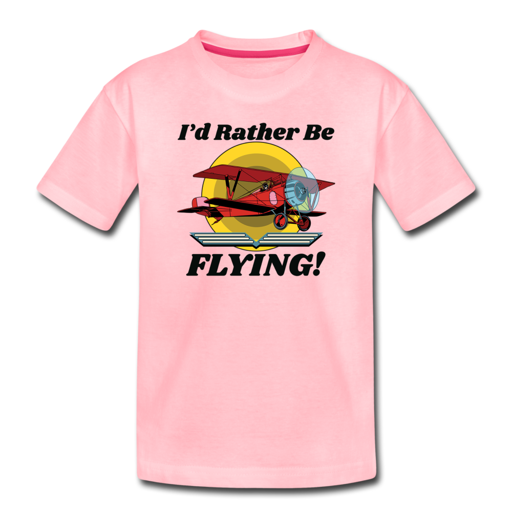 I'd Rather Be Flying - Biplane - Toddler Premium T-Shirt - pink