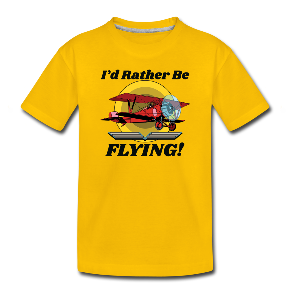 I'd Rather Be Flying - Biplane - Toddler Premium T-Shirt - sun yellow