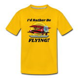 I'd Rather Be Flying - Biplane - Toddler Premium T-Shirt - sun yellow