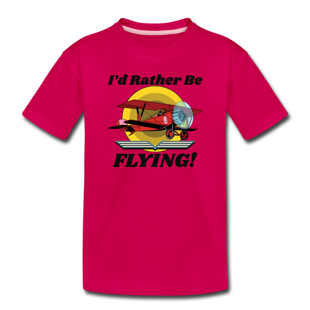 I'd Rather Be Flying - Biplane - Toddler Premium T-Shirt - dark pink