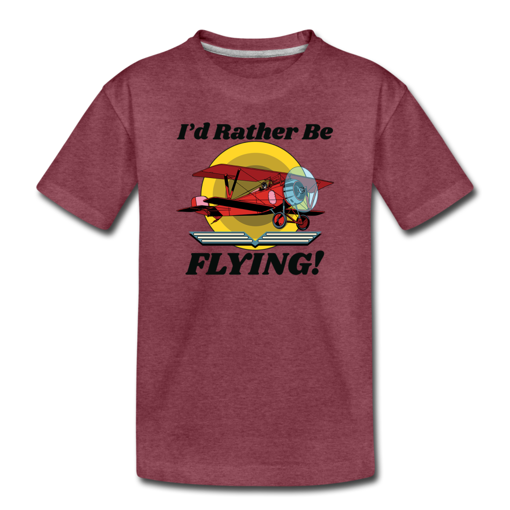 I'd Rather Be Flying - Biplane - Toddler Premium T-Shirt - heather burgundy