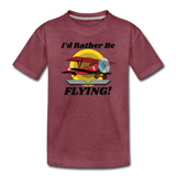I'd Rather Be Flying - Biplane - Toddler Premium T-Shirt - heather burgundy