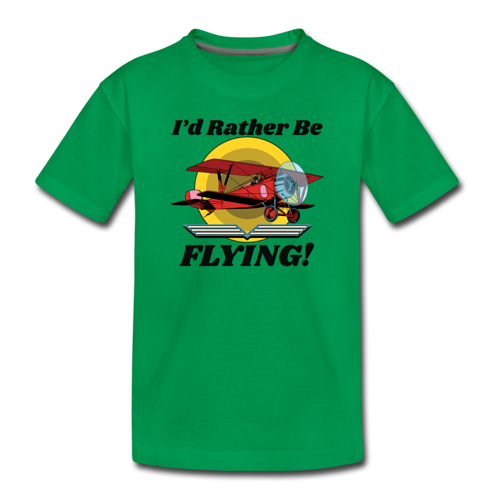 I'd Rather Be Flying - Biplane - Toddler Premium T-Shirt - kelly green