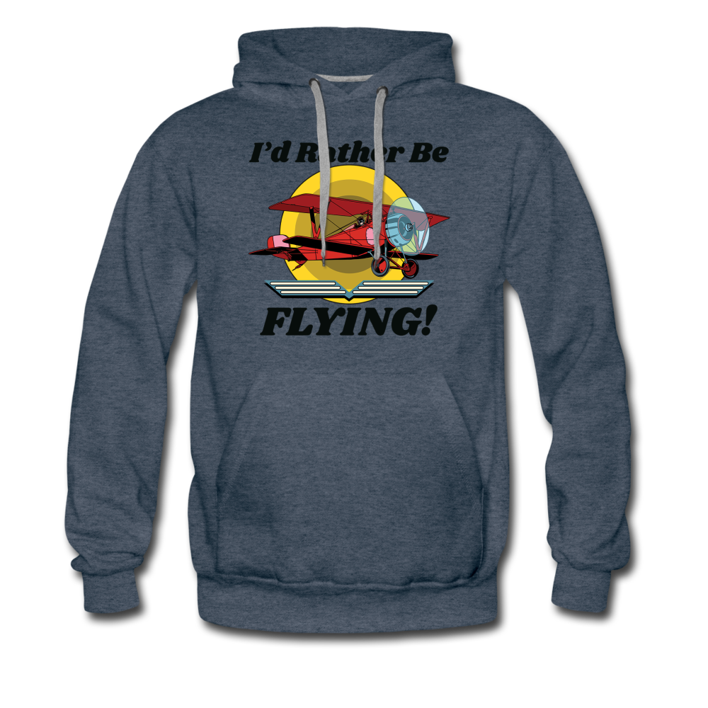 I'd Rather Be Flying - Biplane - Men’s Premium Hoodie - heather denim