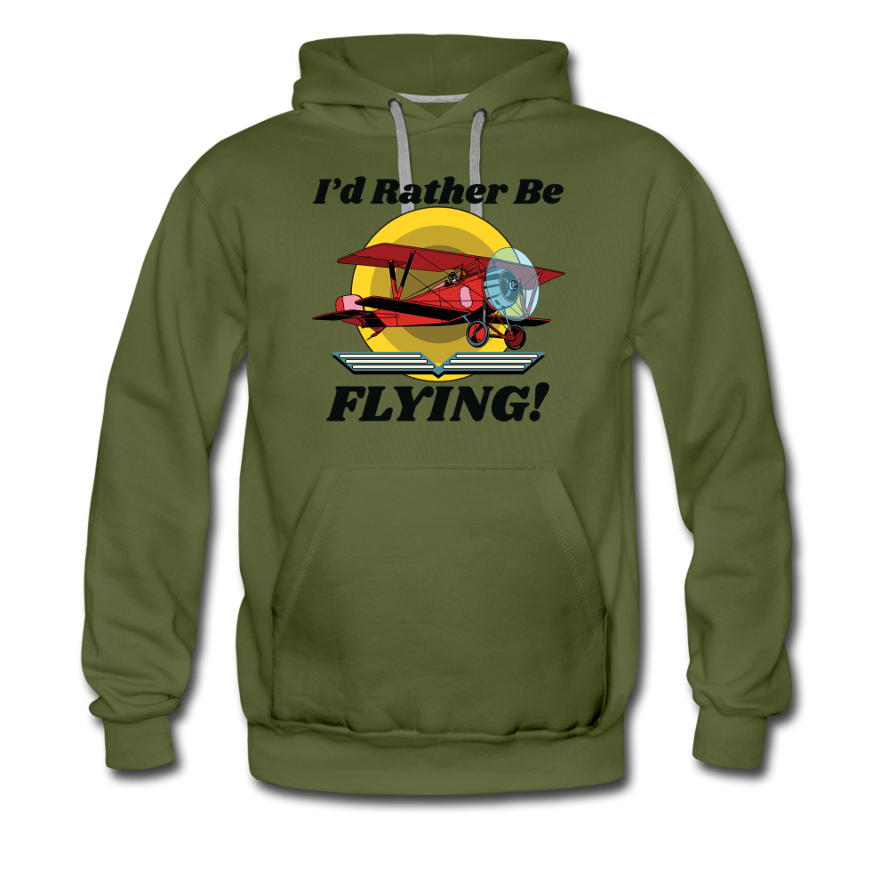 I'd Rather Be Flying - Biplane - Men’s Premium Hoodie - olive green