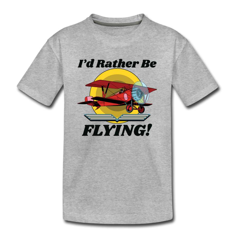 I'd Rather Be Flying - Biplane - Kids' Premium T-Shirt - heather gray