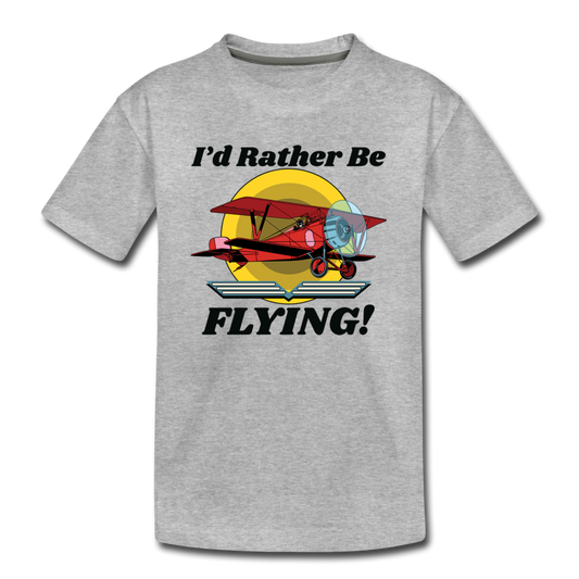 I'd Rather Be Flying - Biplane - Kids' Premium T-Shirt - heather gray