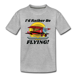 I'd Rather Be Flying - Biplane - Kids' Premium T-Shirt - heather gray