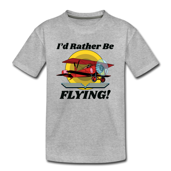 I'd Rather Be Flying - Biplane - Kids' Premium T-Shirt - heather gray