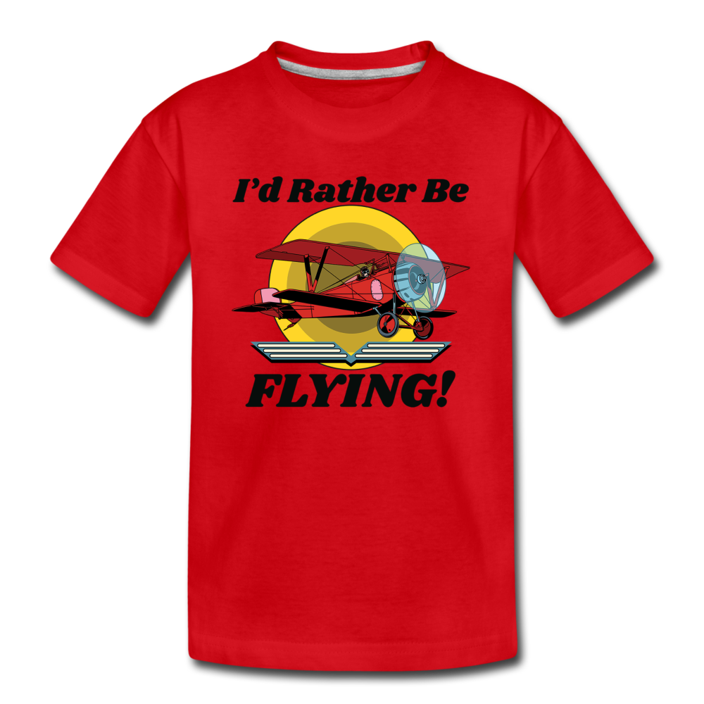 I'd Rather Be Flying - Biplane - Kids' Premium T-Shirt - red