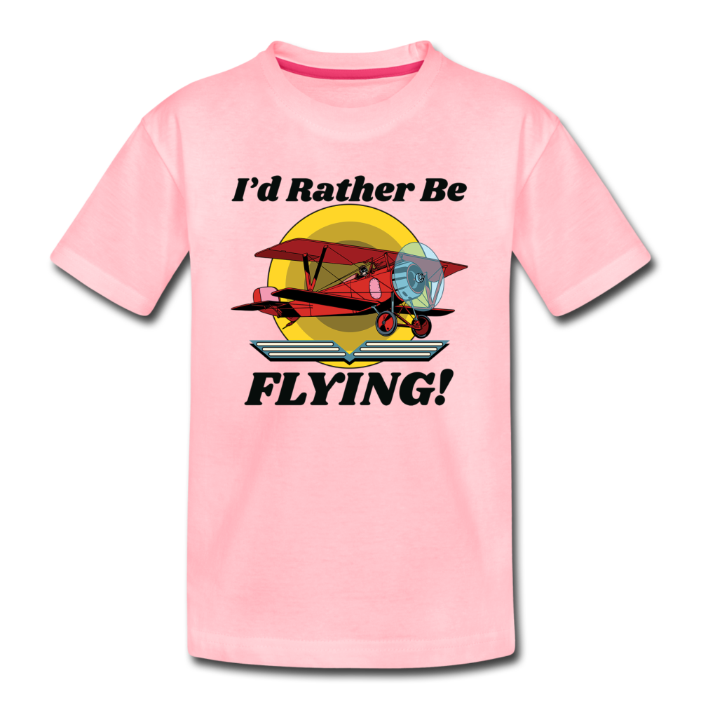 I'd Rather Be Flying - Biplane - Kids' Premium T-Shirt - pink