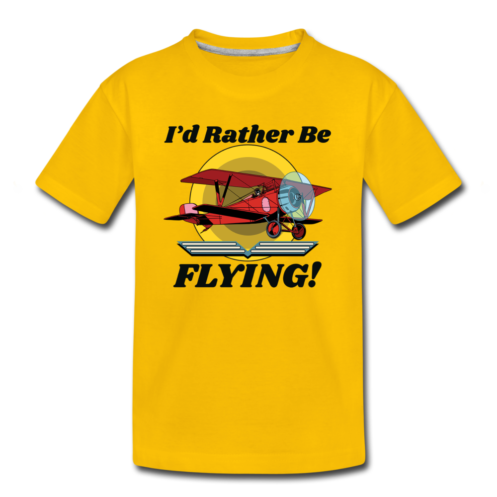 I'd Rather Be Flying - Biplane - Kids' Premium T-Shirt - sun yellow