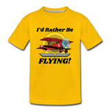 I'd Rather Be Flying - Biplane - Kids' Premium T-Shirt - sun yellow