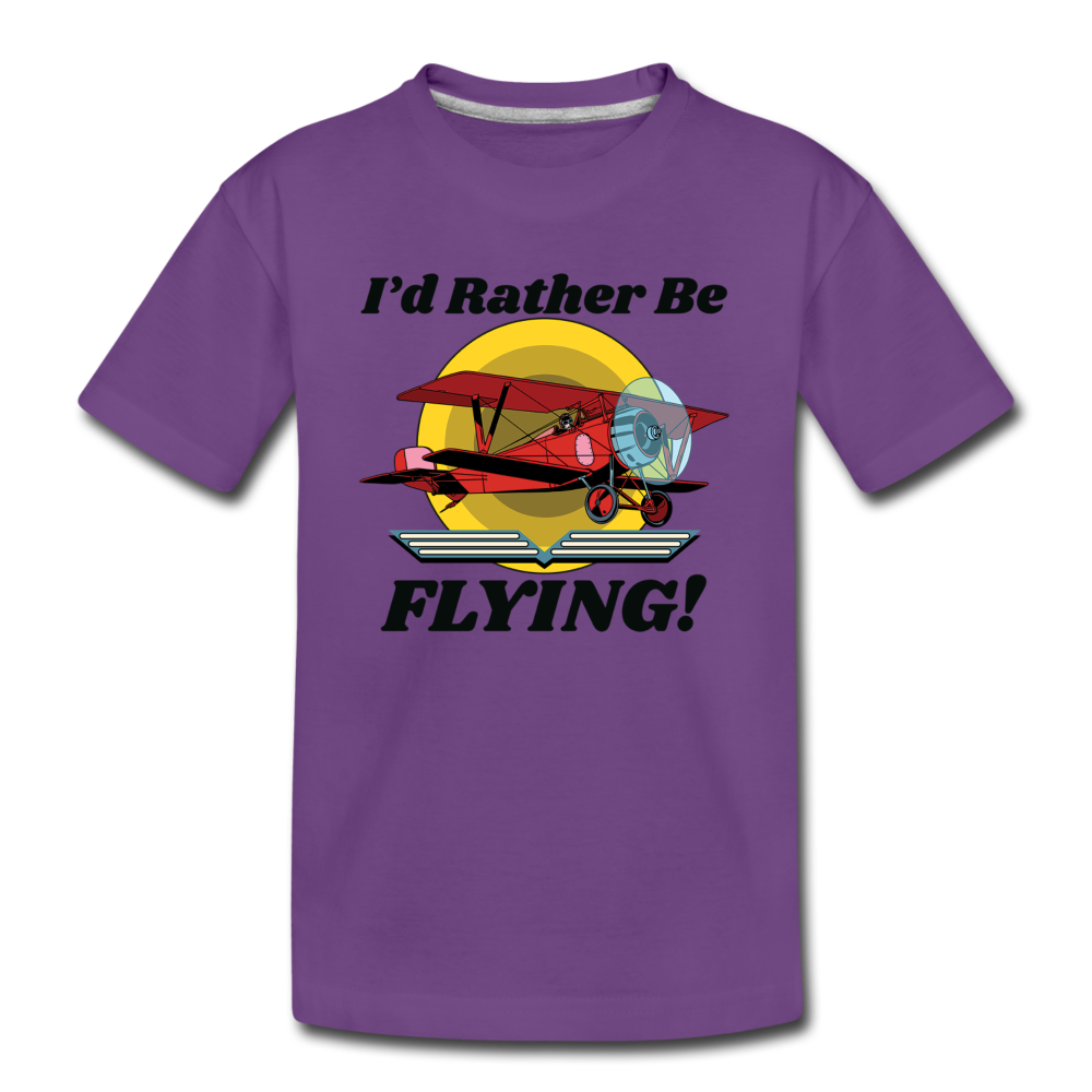 I'd Rather Be Flying - Biplane - Kids' Premium T-Shirt - purple