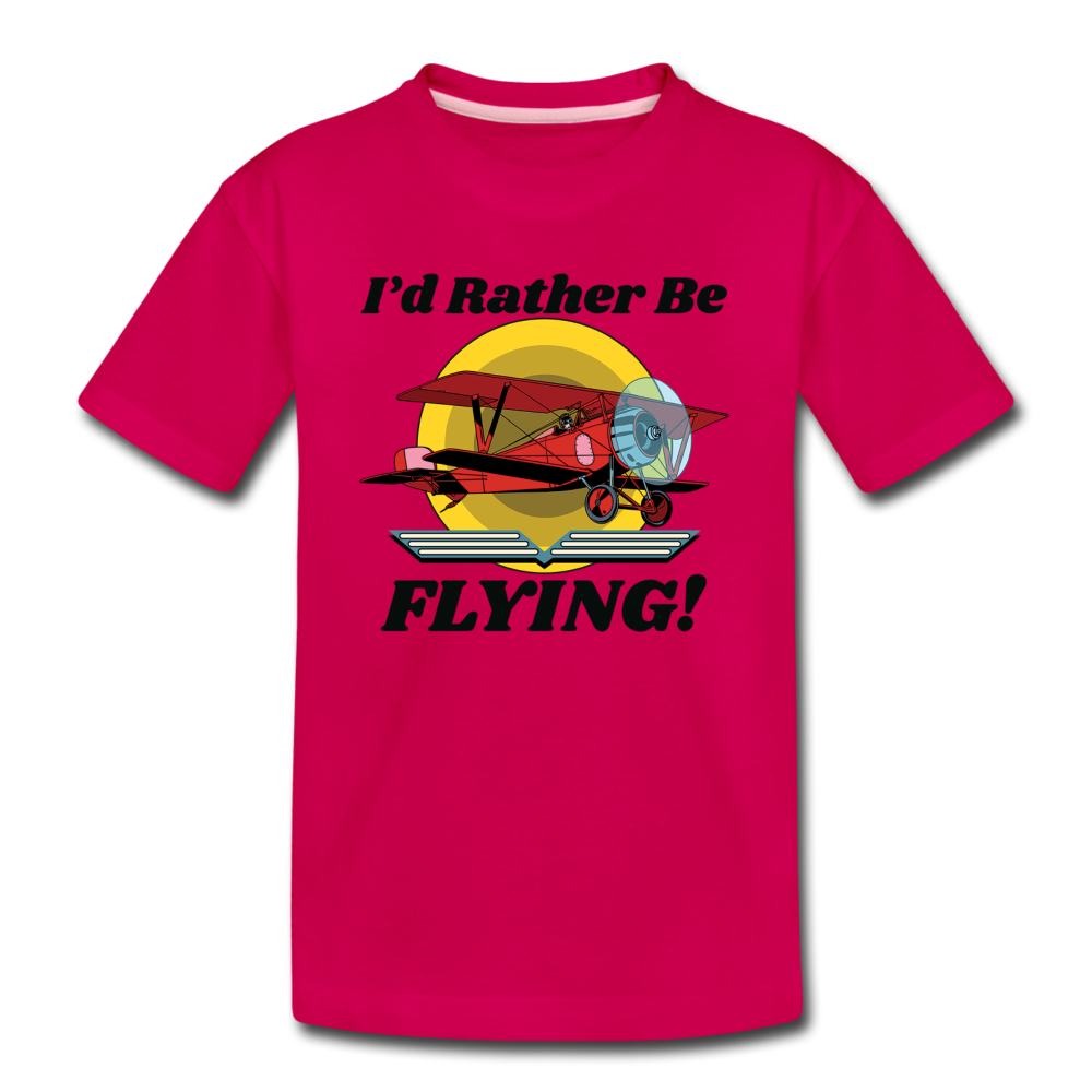 I'd Rather Be Flying - Biplane - Kids' Premium T-Shirt - dark pink