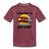 I'd Rather Be Flying - Biplane - Kids' Premium T-Shirt - heather burgundy