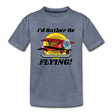 I'd Rather Be Flying - Biplane - Kids' Premium T-Shirt - heather blue