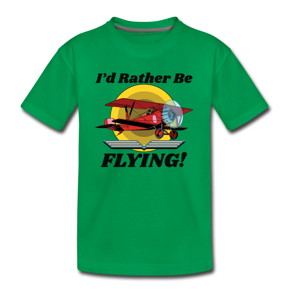 I'd Rather Be Flying - Biplane - Kids' Premium T-Shirt - kelly green