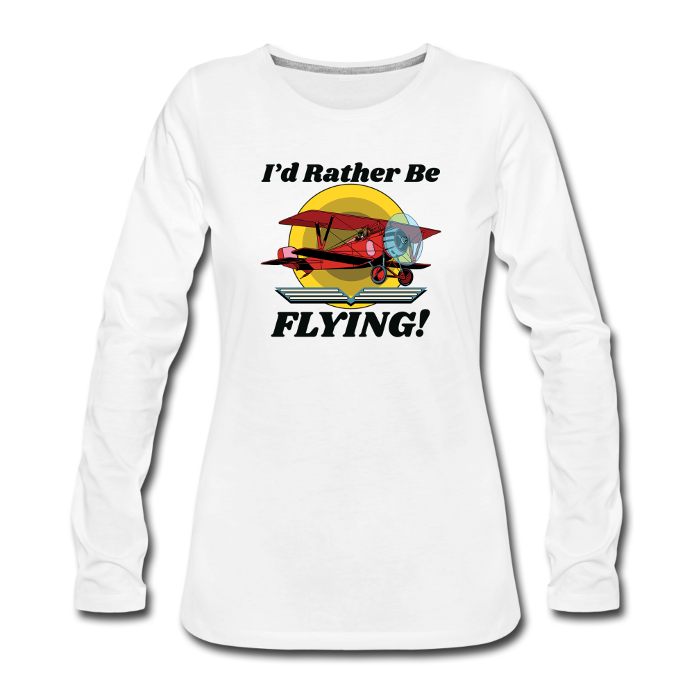 I'd Rather Be Flying - Biplane - Women's Premium Long Sleeve T-Shirt - white