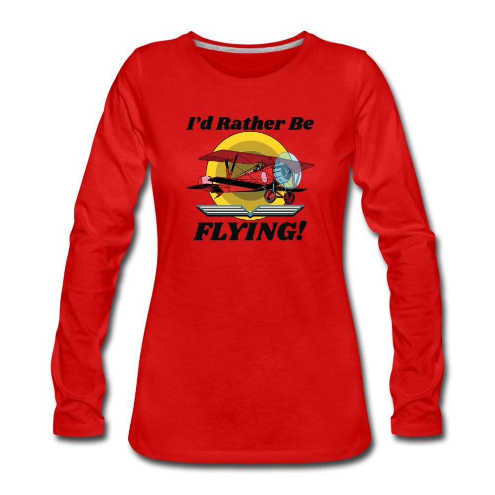 I'd Rather Be Flying - Biplane - Women's Premium Long Sleeve T-Shirt - red