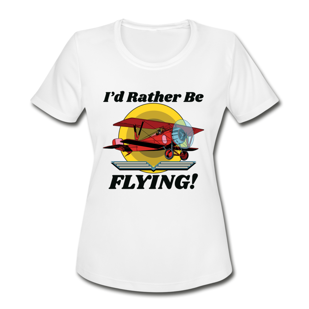 I'd Rather Be Flying - Biplane - Women's Moisture Wicking Performance T-Shirt - white