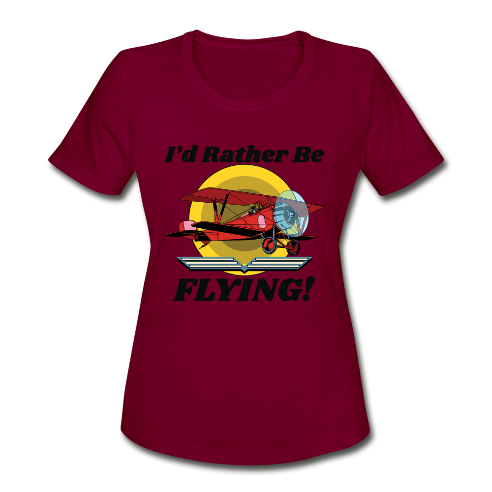 I'd Rather Be Flying - Biplane - Women's Moisture Wicking Performance T-Shirt - burgundy