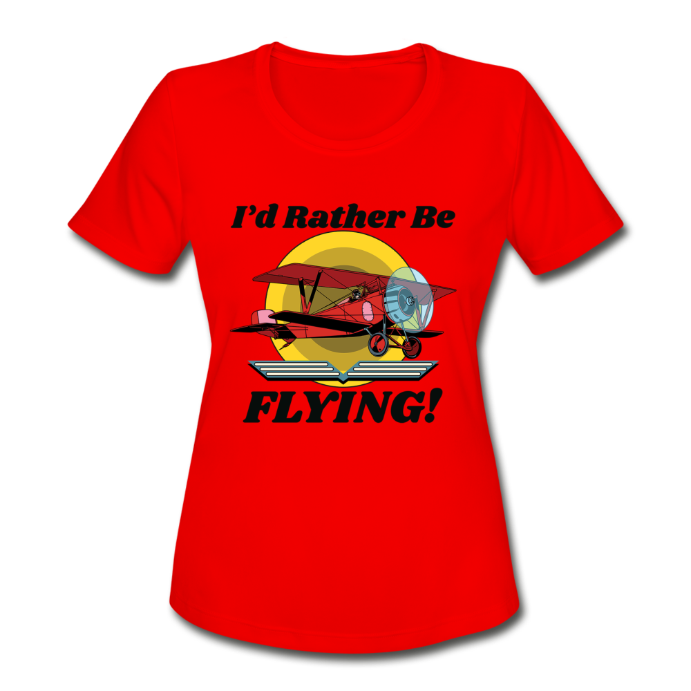 I'd Rather Be Flying - Biplane - Women's Moisture Wicking Performance T-Shirt - red