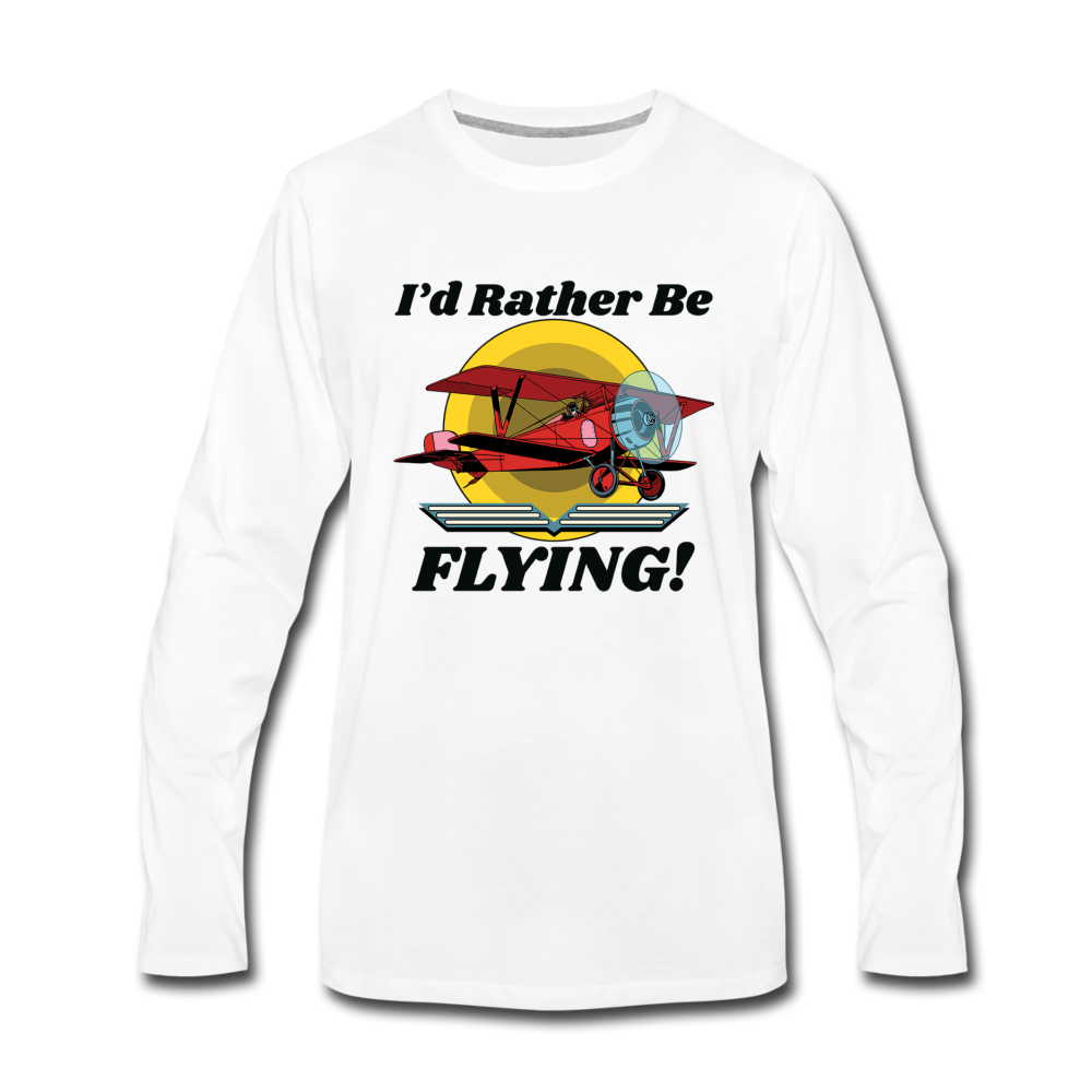 I'd Rather Be Flying - Biplane - Men's Premium Long Sleeve T-Shirt - white