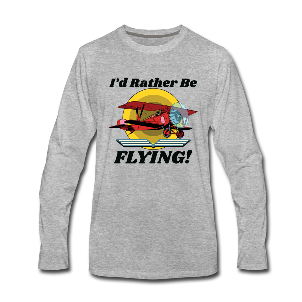 I'd Rather Be Flying - Biplane - Men's Premium Long Sleeve T-Shirt - heather gray