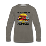 I'd Rather Be Flying - Biplane - Men's Premium Long Sleeve T-Shirt - asphalt gray