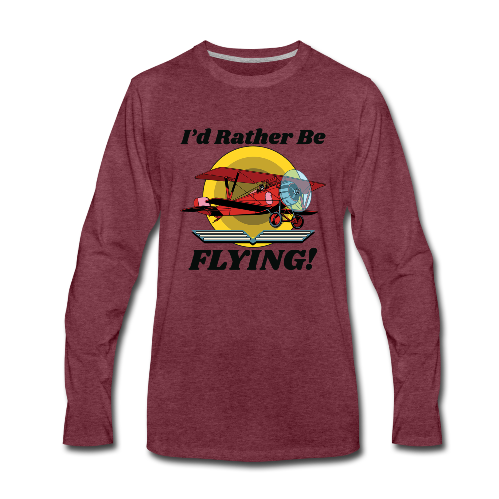 I'd Rather Be Flying - Biplane - Men's Premium Long Sleeve T-Shirt - heather burgundy