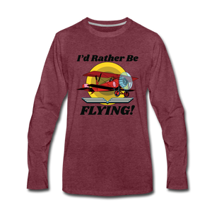 I'd Rather Be Flying - Biplane - Men's Premium Long Sleeve T-Shirt - asphalt gray