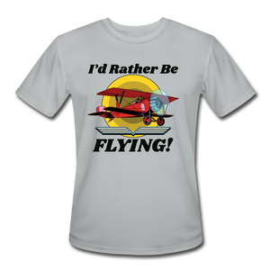 I'd Rather Be Flying - Biplane - Men’s Moisture Wicking Performance T-Shirt - silver