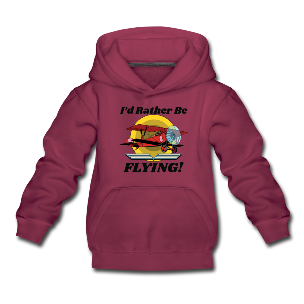 I'd Rather Be Flying - Biplane - Kids‘ Premium Hoodie - burgundy