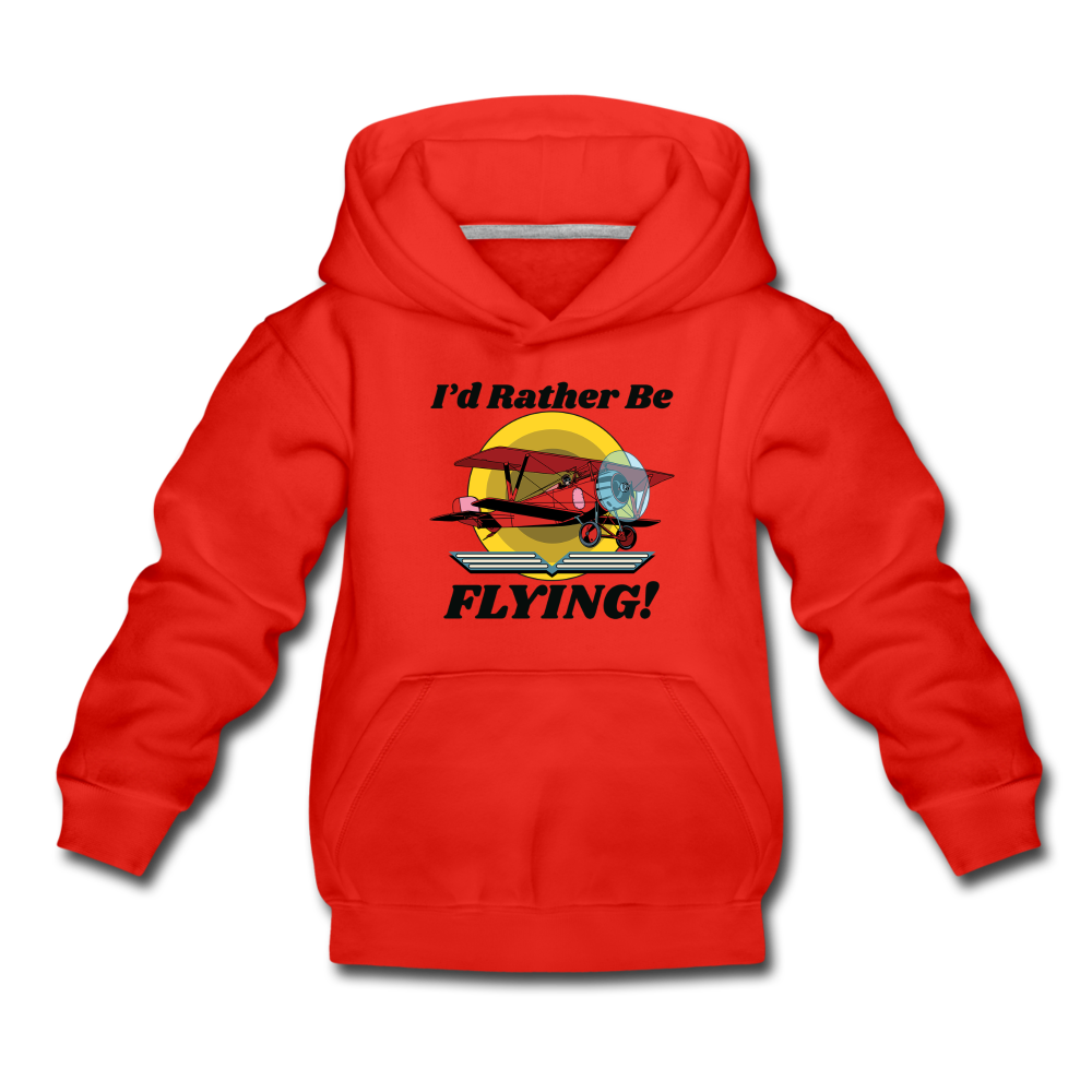 I'd Rather Be Flying - Biplane - Kids‘ Premium Hoodie - red