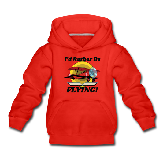 I'd Rather Be Flying - Biplane - Kids‘ Premium Hoodie - red