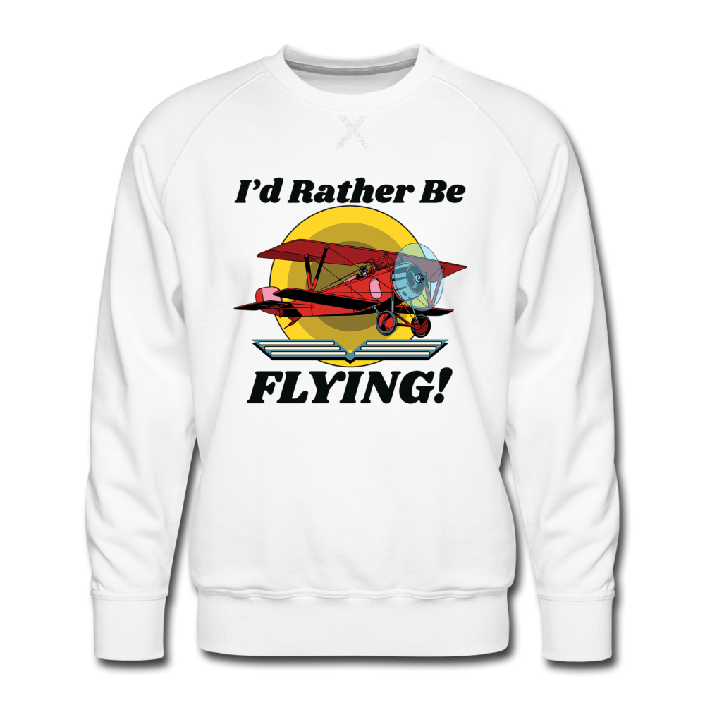 I'd Rather Be Flying - Biplane - Men’s Premium Sweatshirt - white