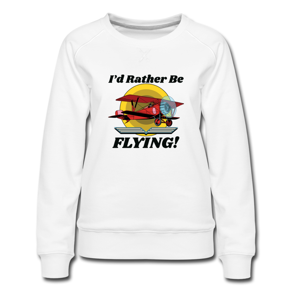 I'd Rather Be Flying - Biplane - Women’s Premium Sweatshirt - white