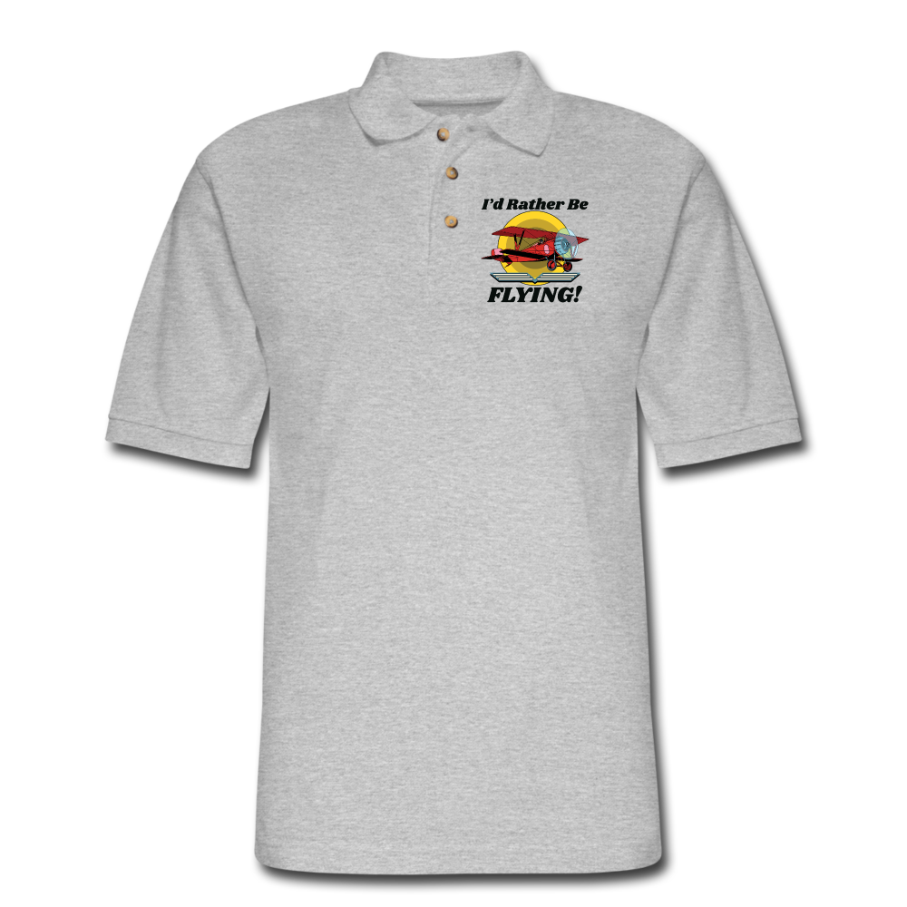 I'd Rather Be Flying - Biplane - Men's Pique Polo Shirt - heather gray